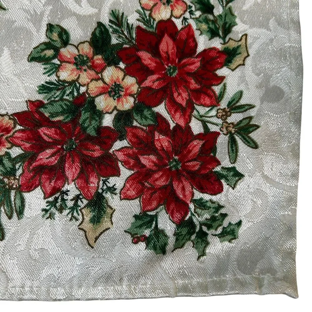 Lot of 8 Holiday Christmas Napkins Jacquard Print Holiday Ivory Red